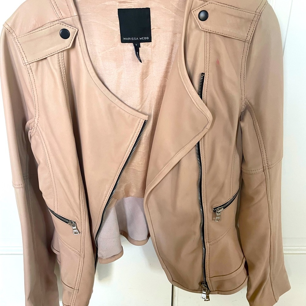 Marissa web leather peplum jacket
